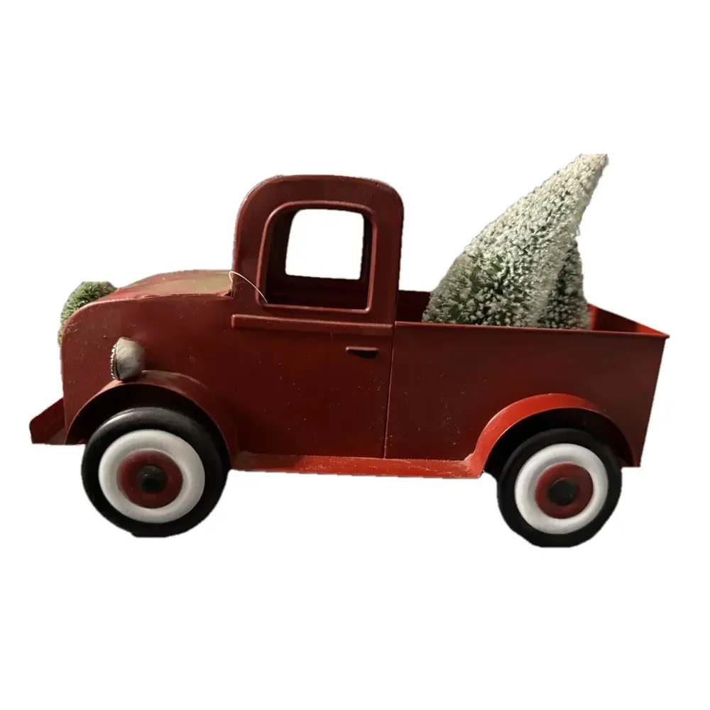 Merry Moments Red Vintage Decor with Christmas Tree Decor Holiday Charm